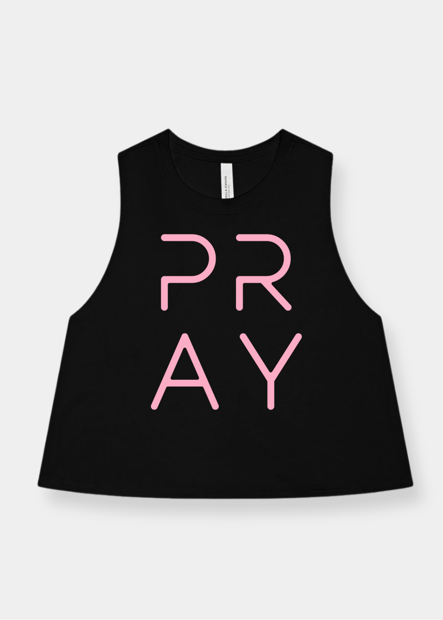 Women's Racerback Cropped Tank - Black + Pink Print