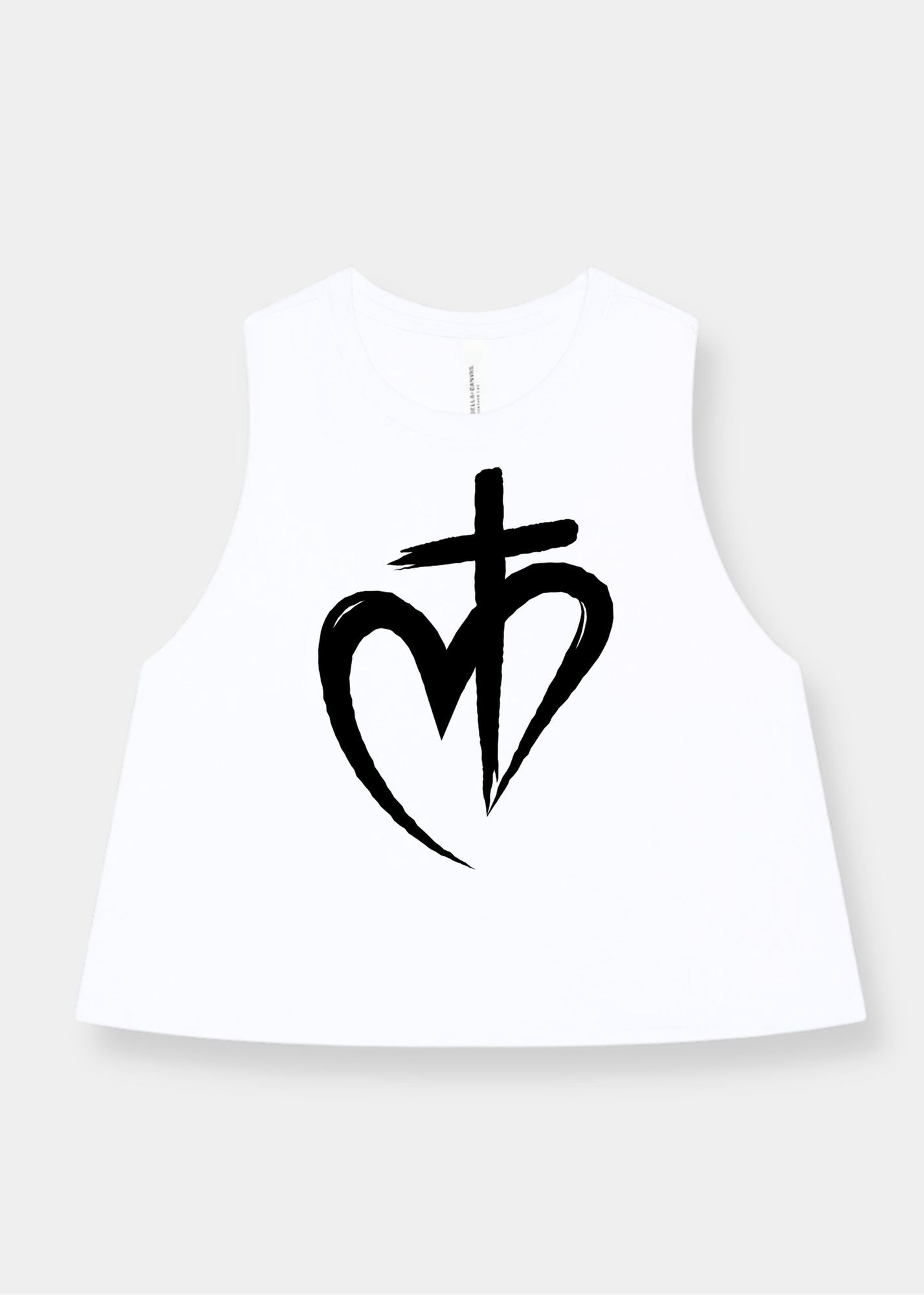 Women's Racerback Cropped Tank - White + Black Print