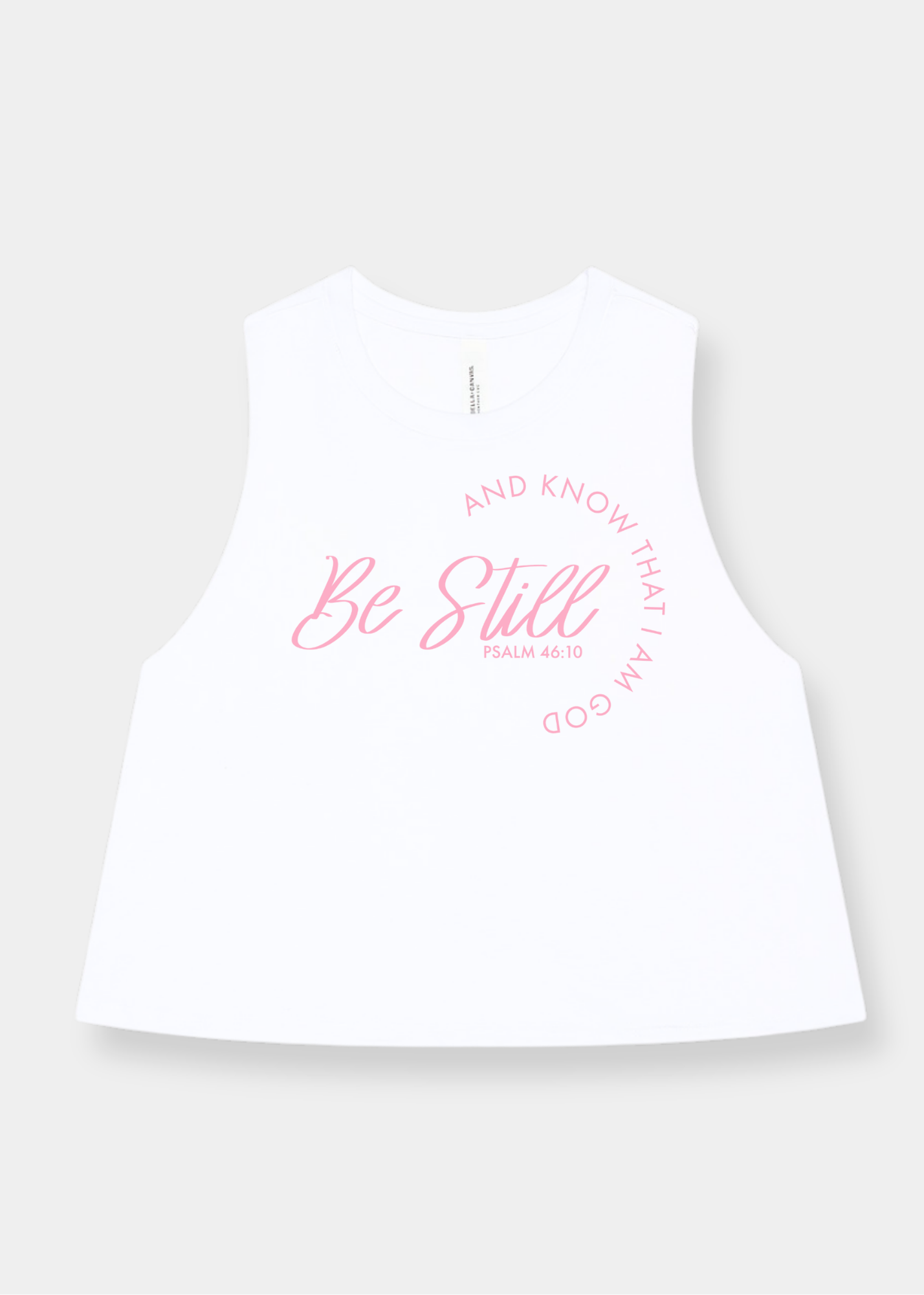 Women's Racerback Cropped Tank - White + Pink Print