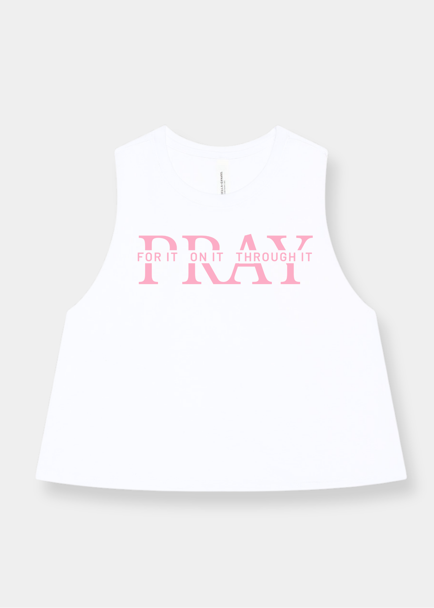 Women's Racerback Cropped Tank - White + Pink Print