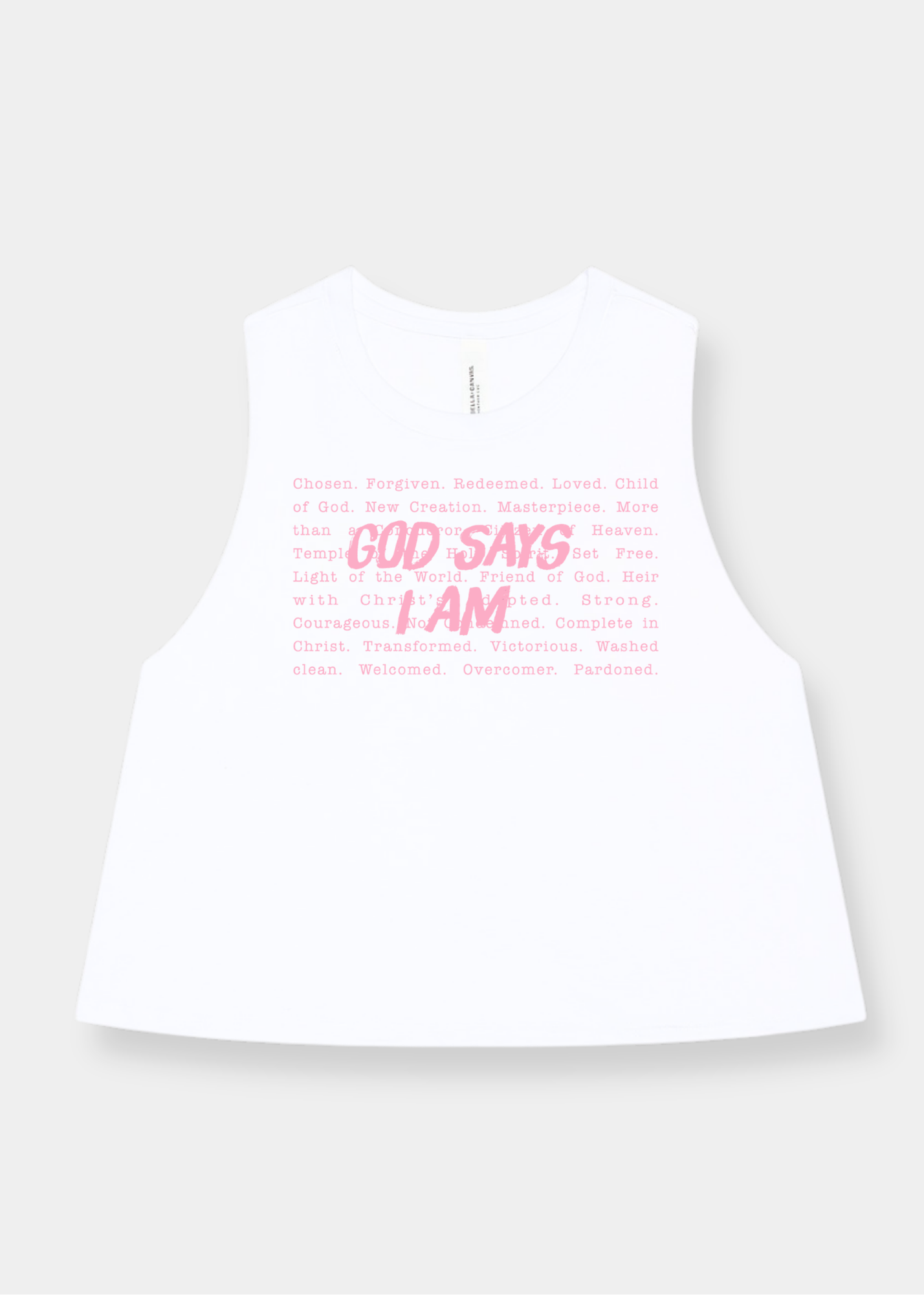 Women's Racerback Cropped Tank - White + Pink Print