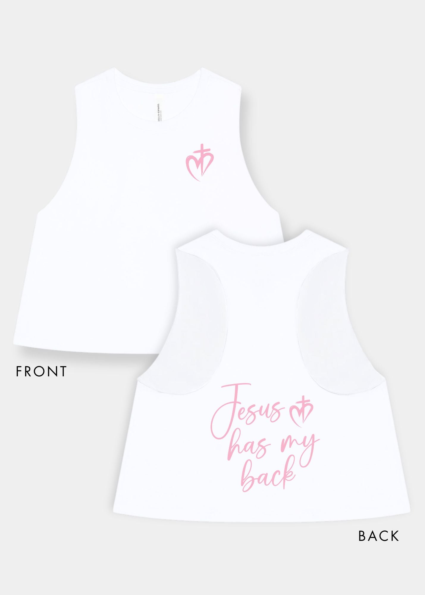 Women's Racerback Cropped Tank - White + Pink Print