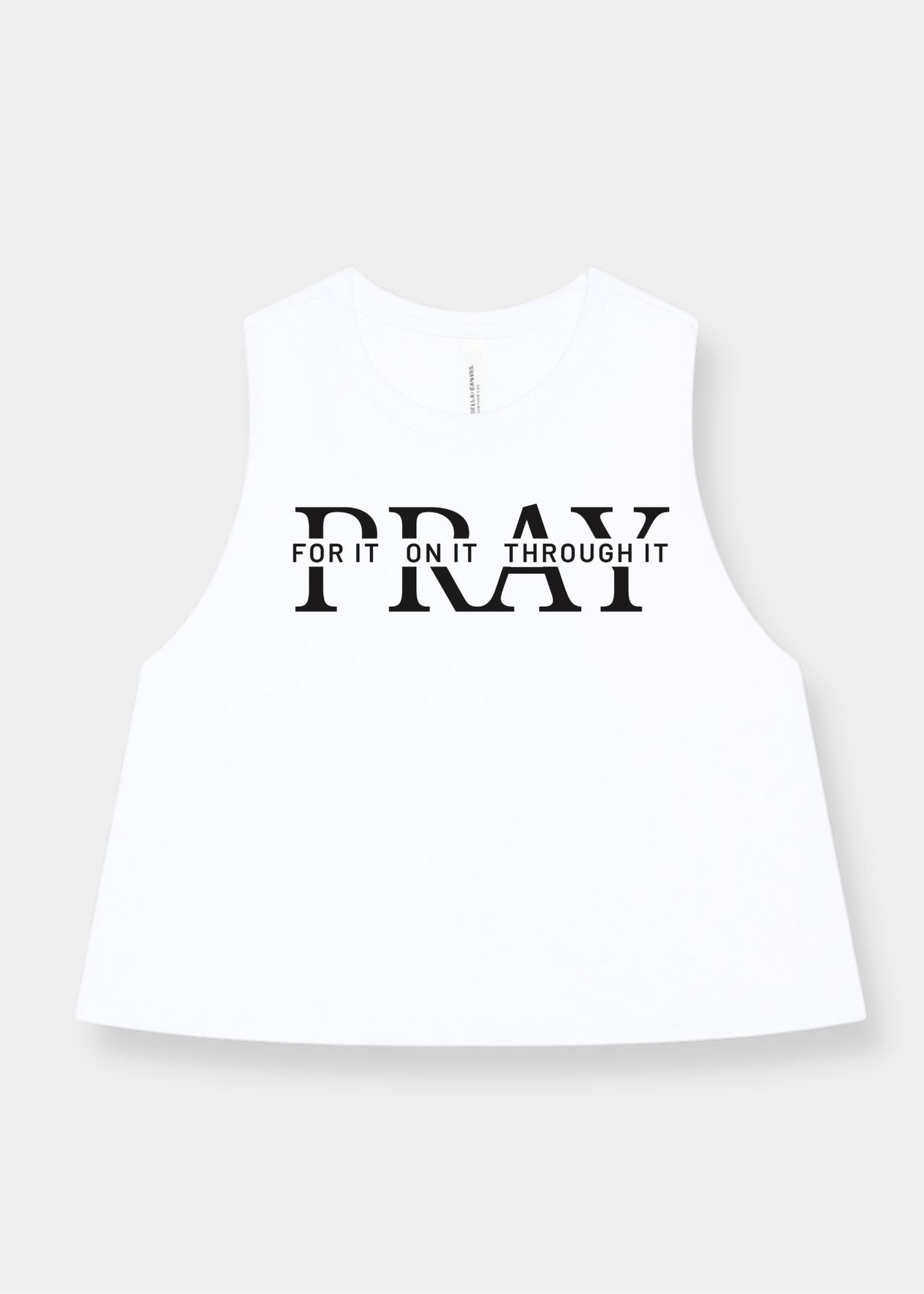 Women's Racerback Cropped Tank - White + Black Print