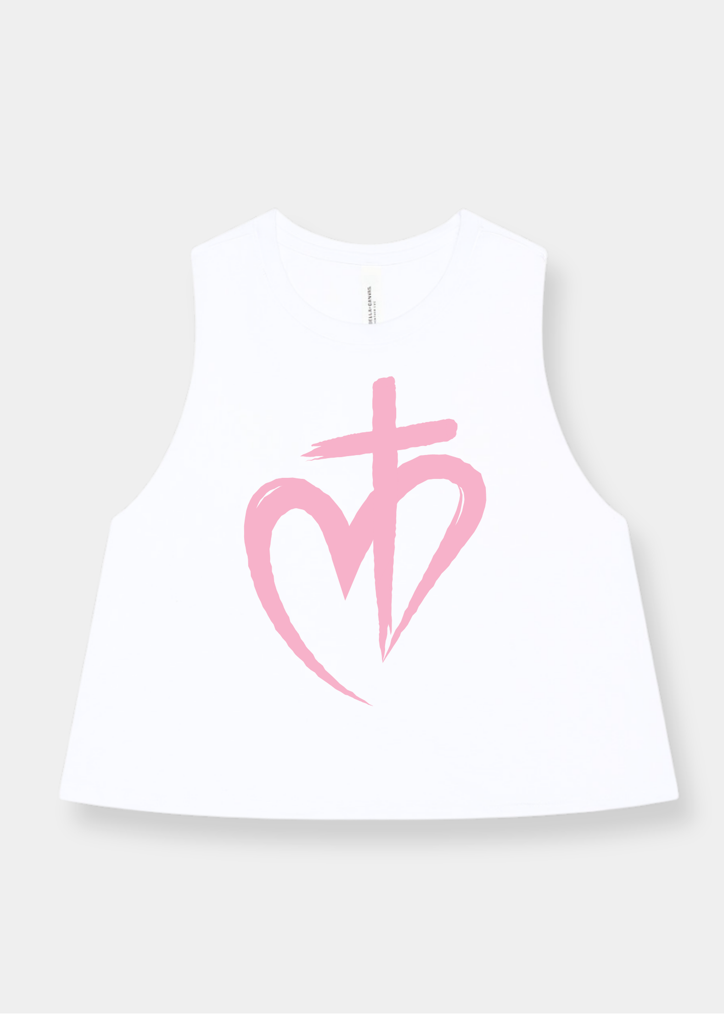 Women's Racerback Cropped Tank - White + Pink Print