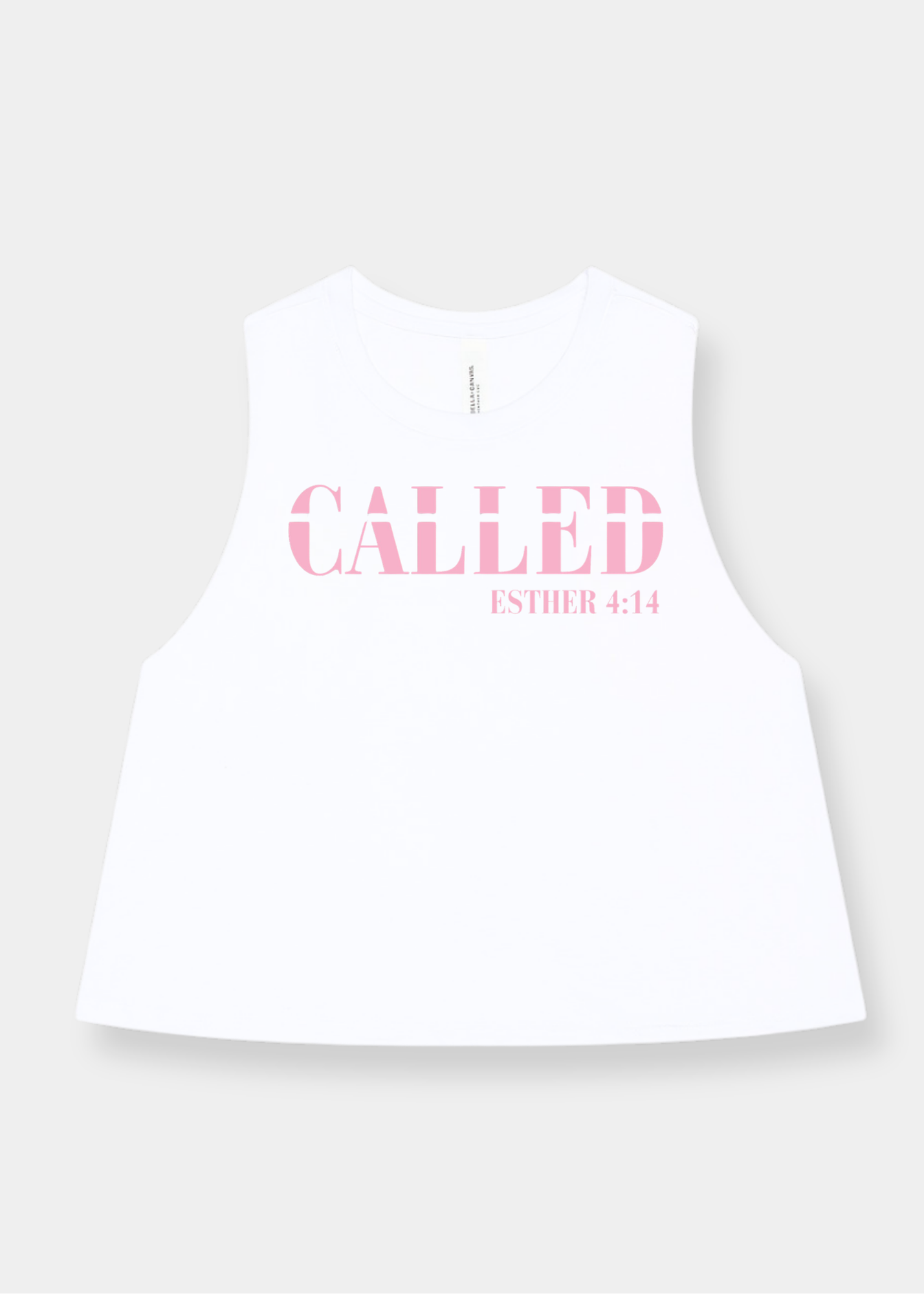 Women's Racerback Cropped Tank - White + Pink Print