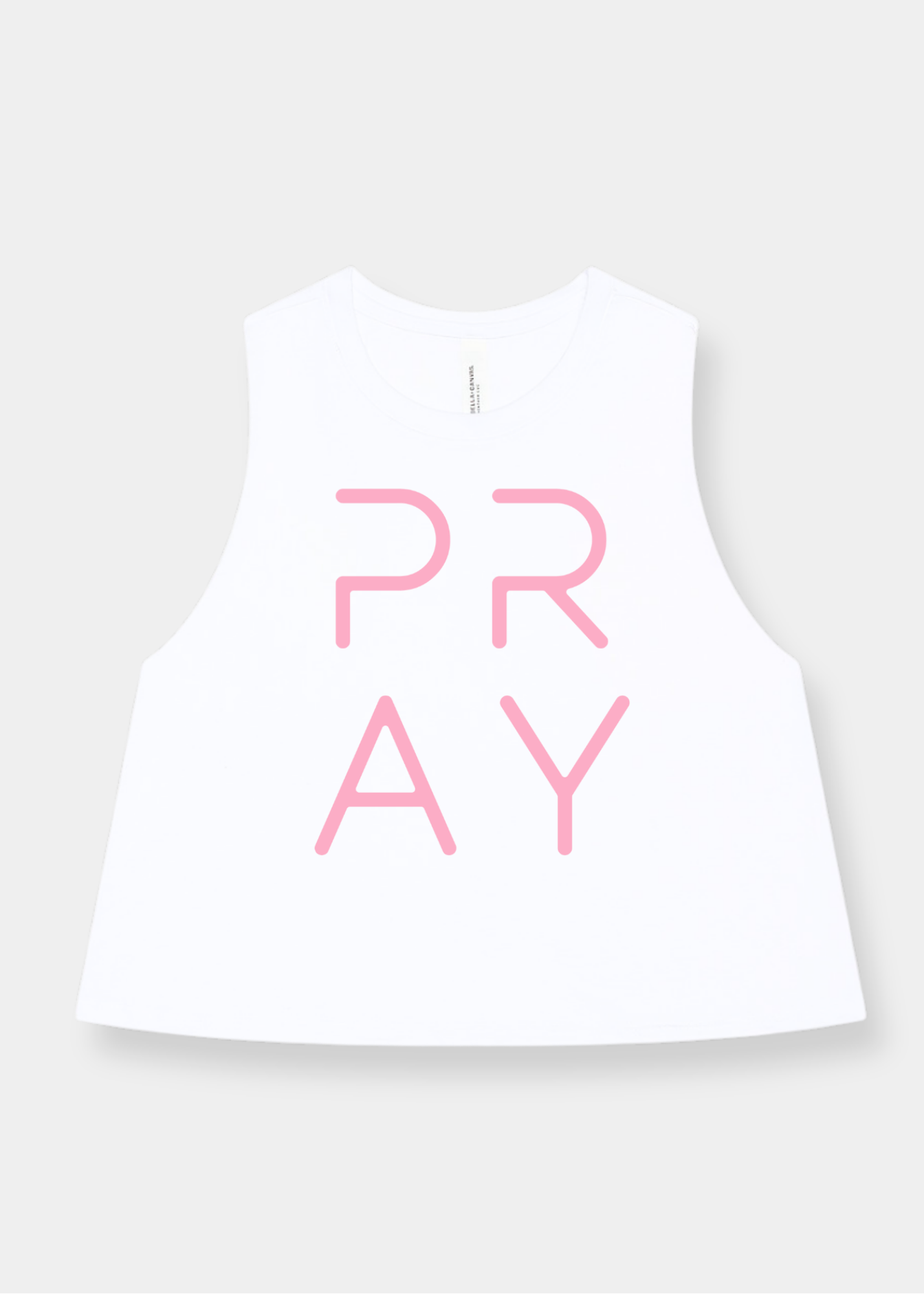 Women's Racerback Cropped Tank - White + Pink Print