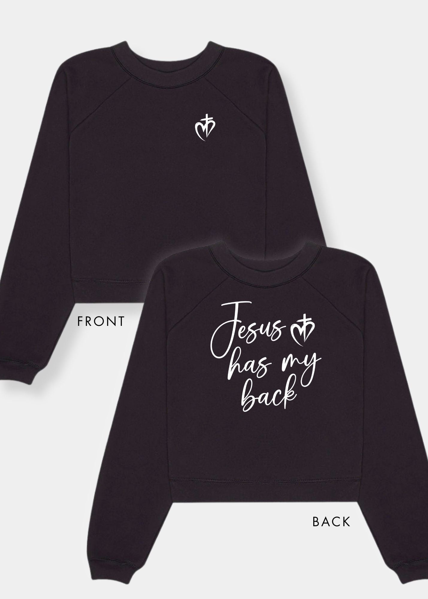 Women's Raglan Pullover Fleece - Black + White Print