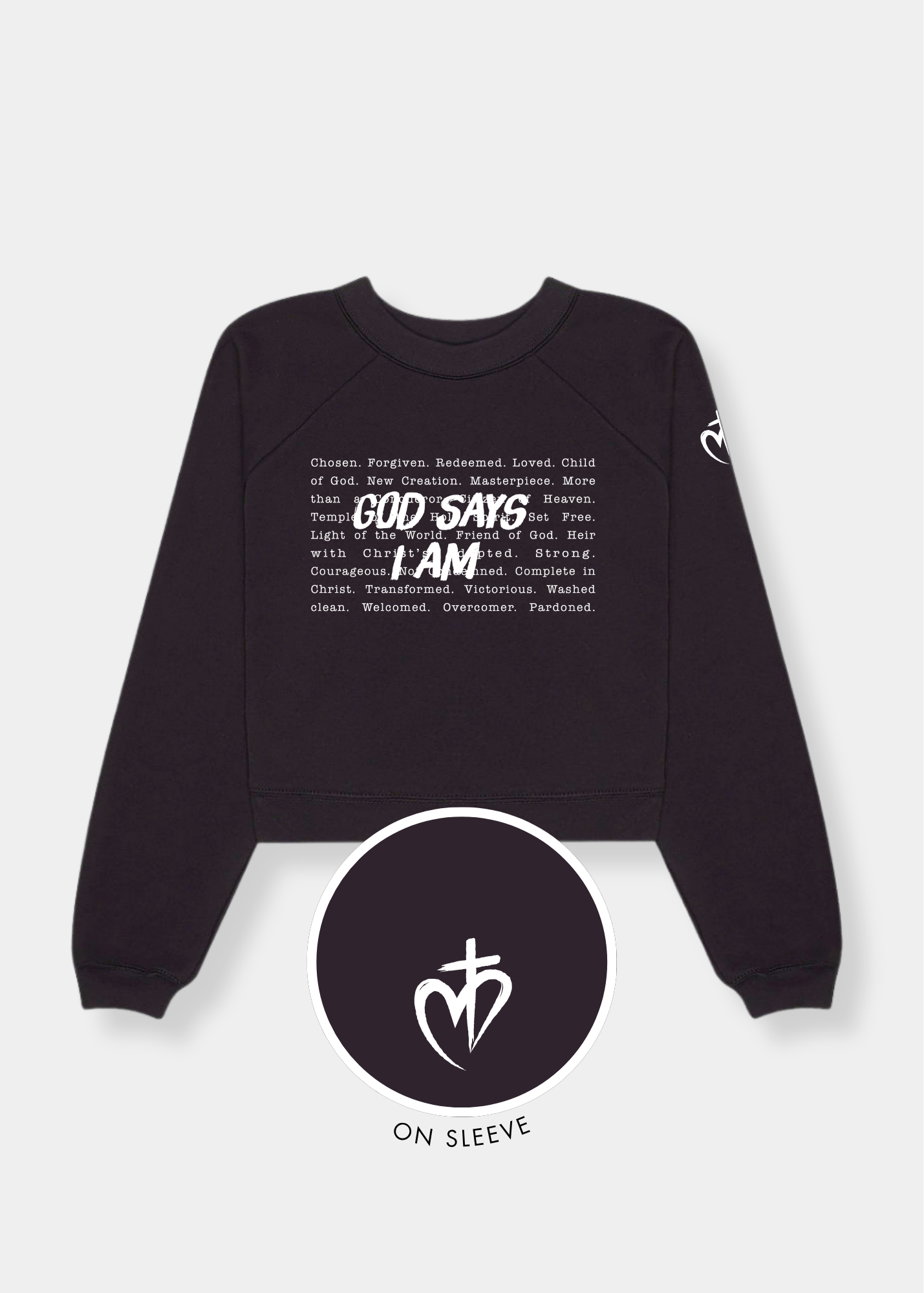 Women's Raglan Pullover Fleece - Black + White Print