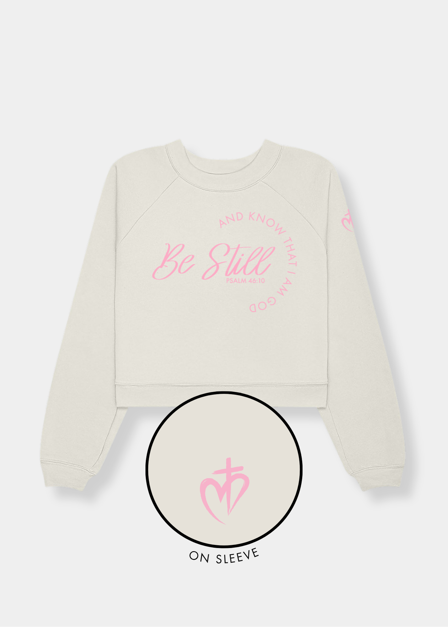 Women's Raglan Pullover Fleece - Vintage White + Pink Print