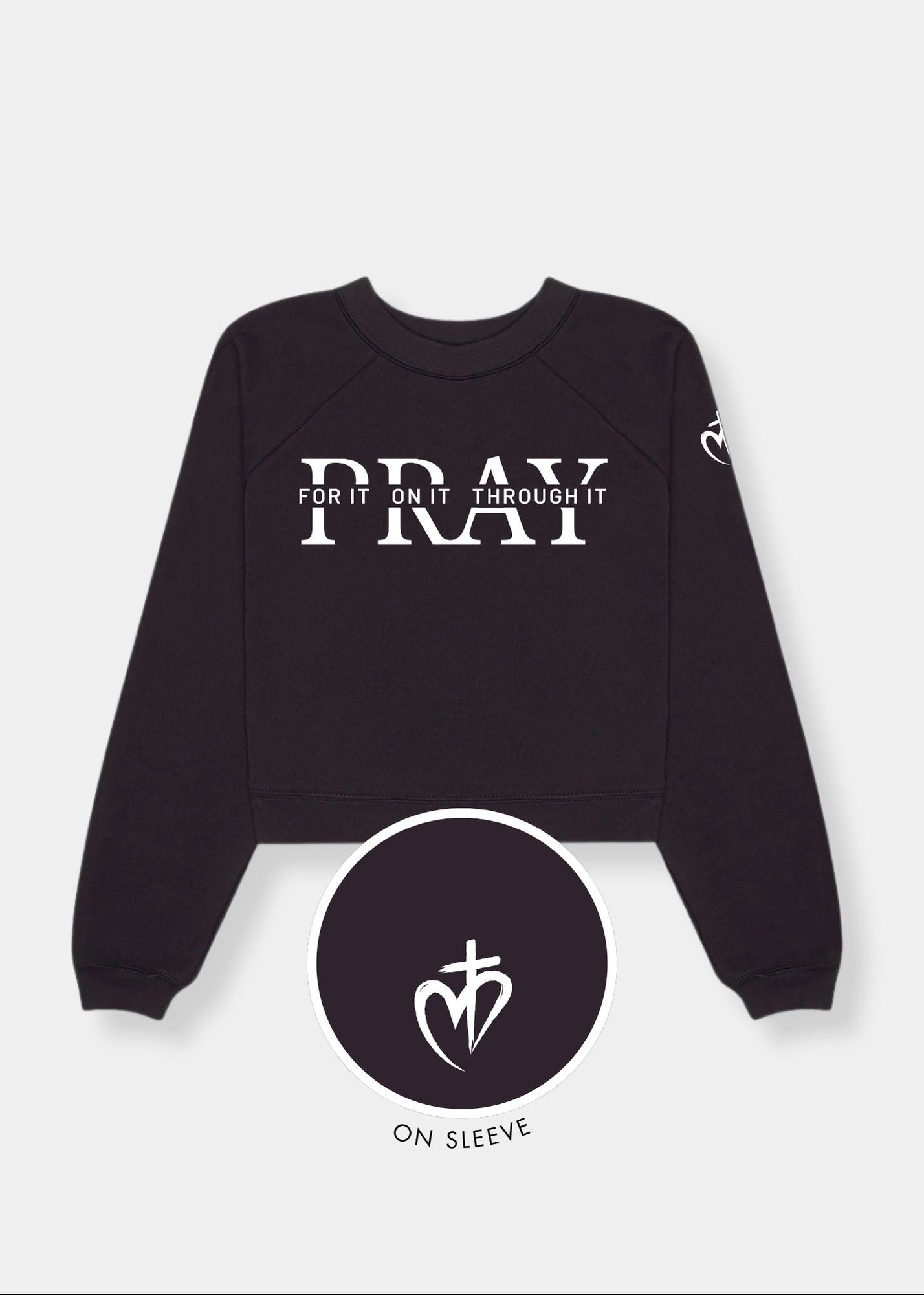 Women's Raglan Pullover Fleece - Black + White Print
