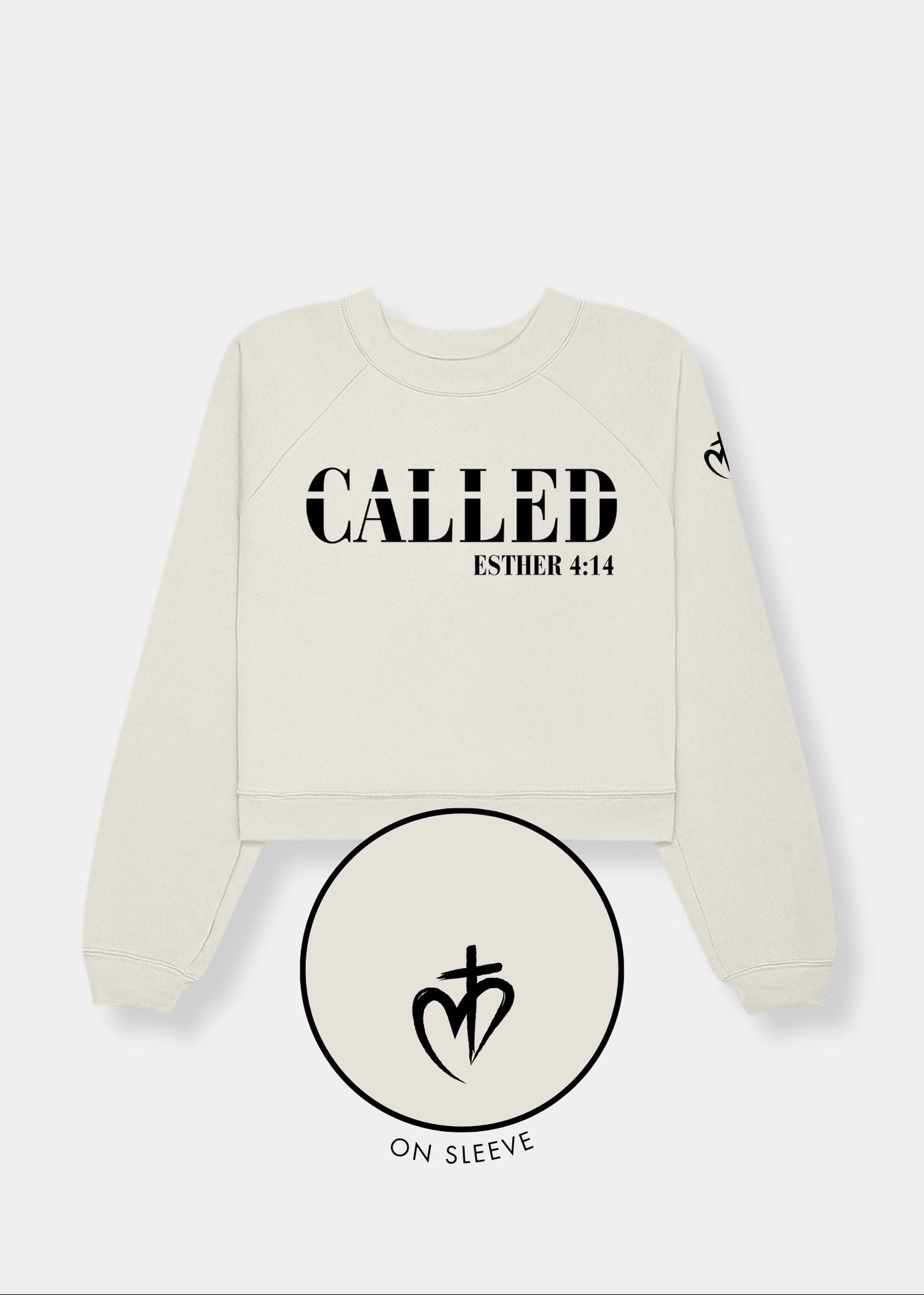 Women's Raglan Pullover Fleece - Vintage White + Black Print