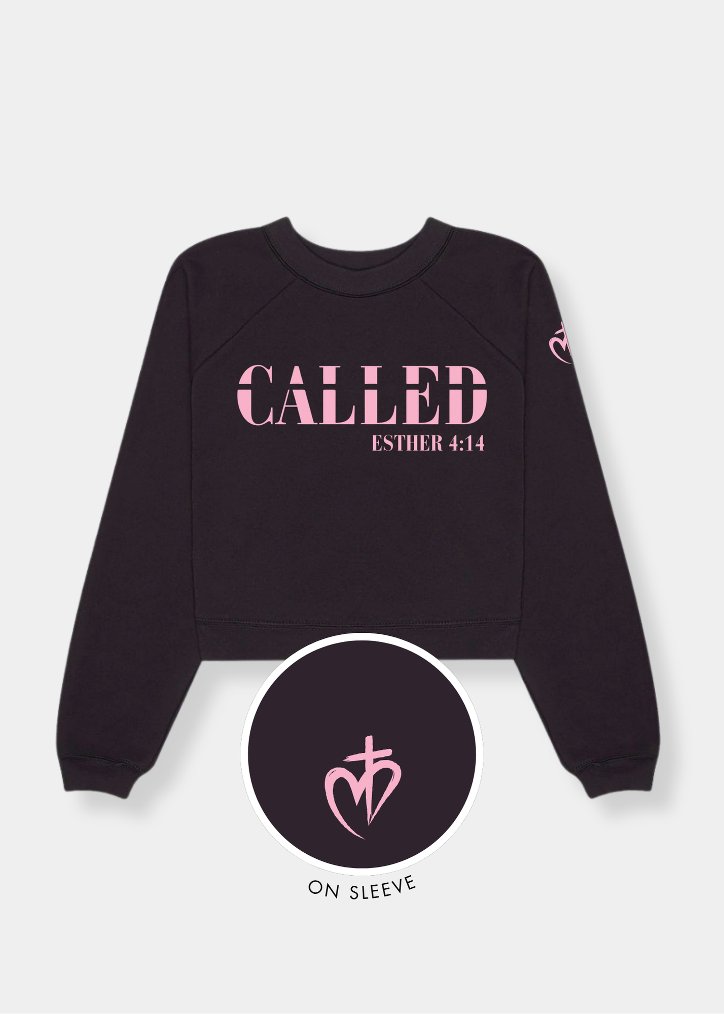 Women's Raglan Pullover Fleece - Black + Pink Print