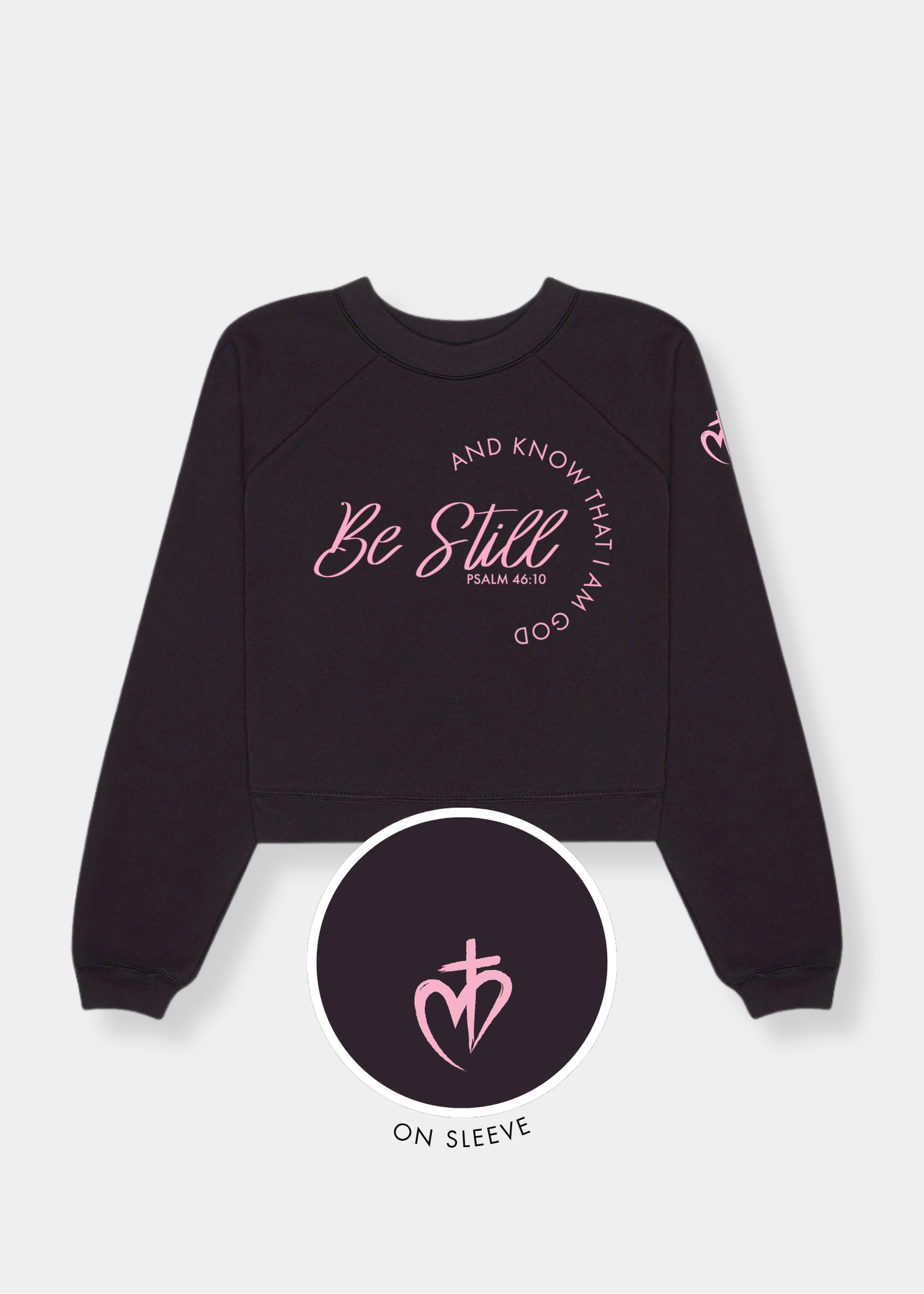 Women's Raglan Pullover Fleece - Black + Pink Print