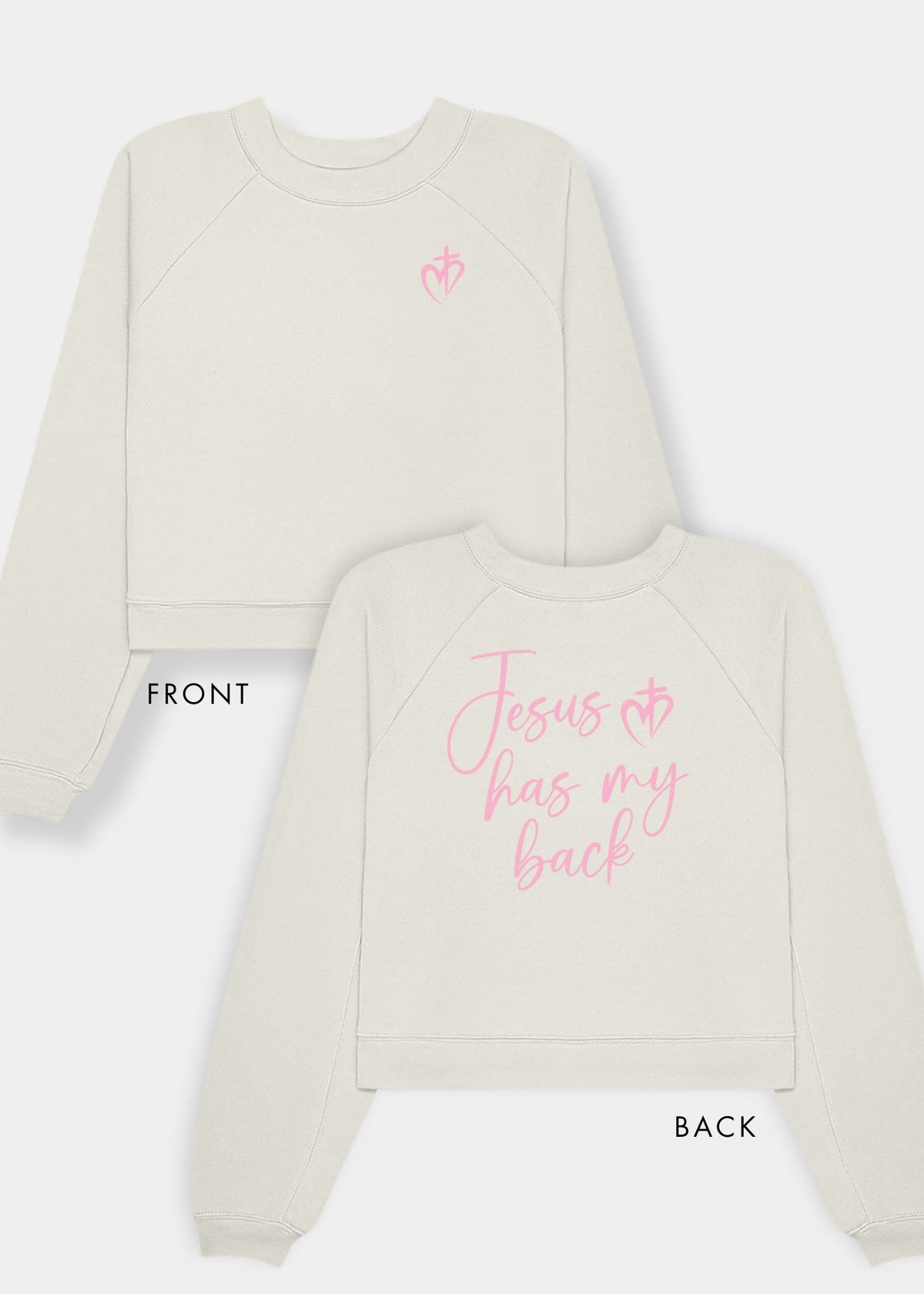 Women's Raglan Pullover Fleece - Vintage White + Pink Print