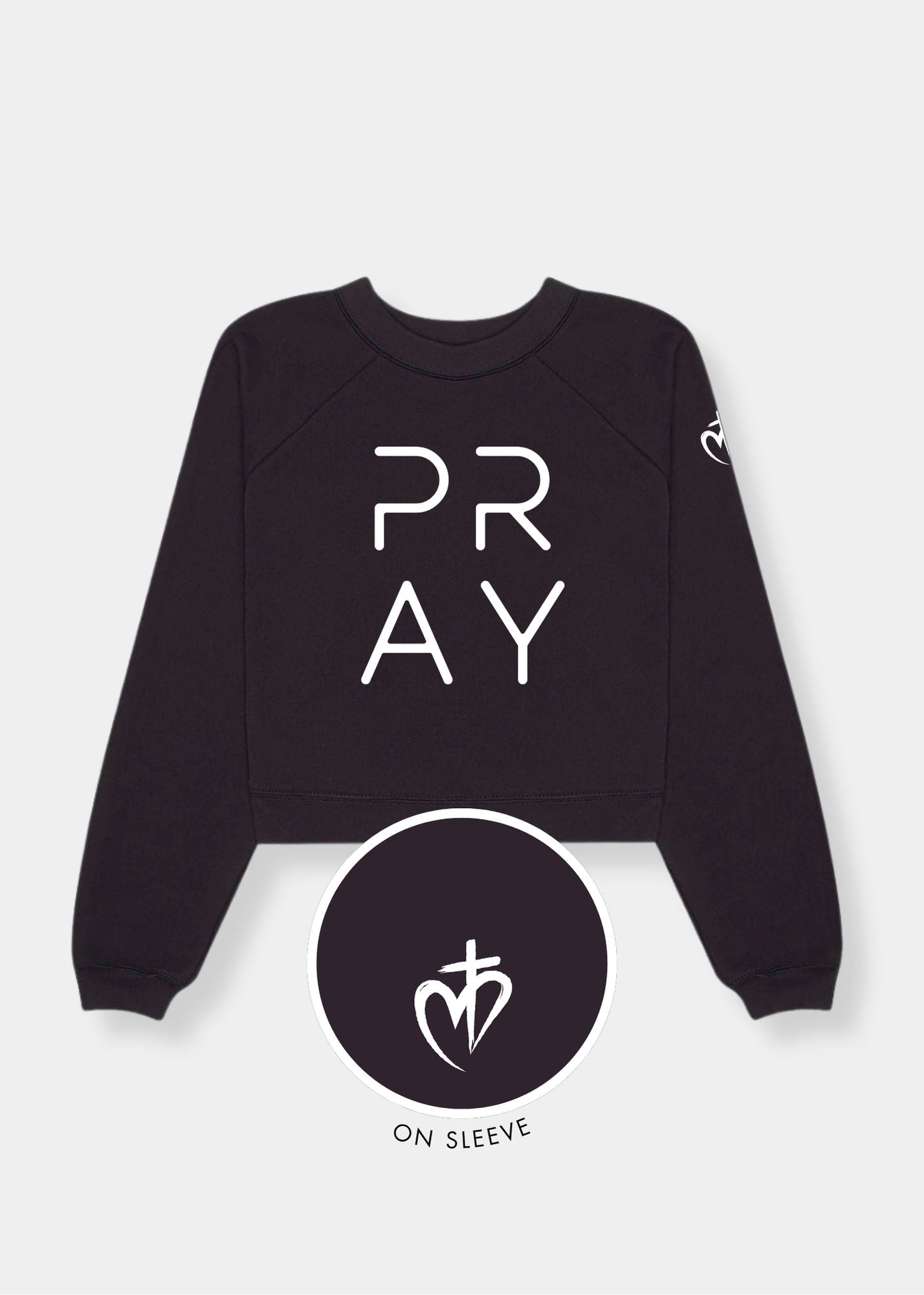 Women's Raglan Pullover Fleece - Black + White Print
