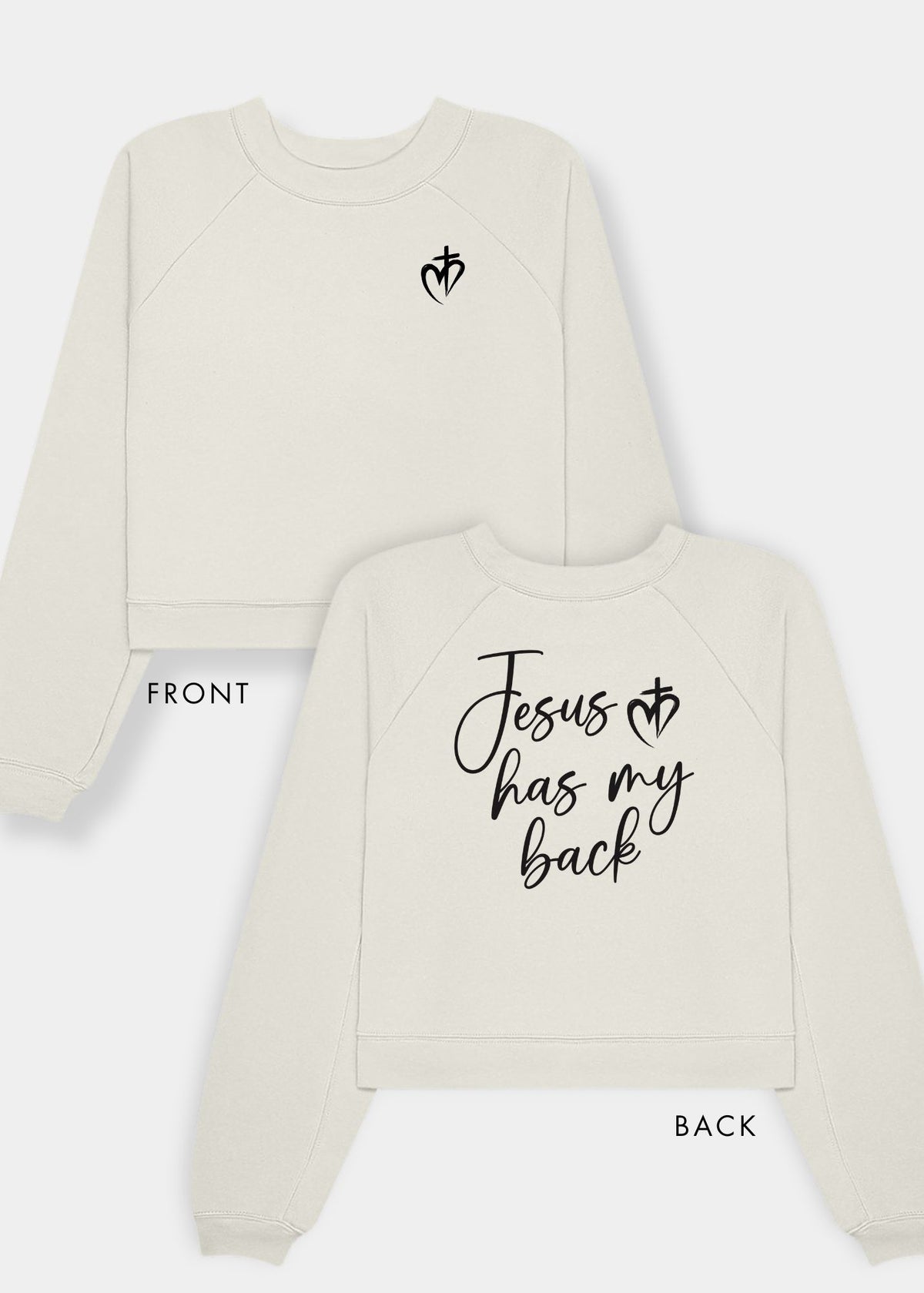 Women's Raglan Pullover Fleece - Vintage White + Black Print