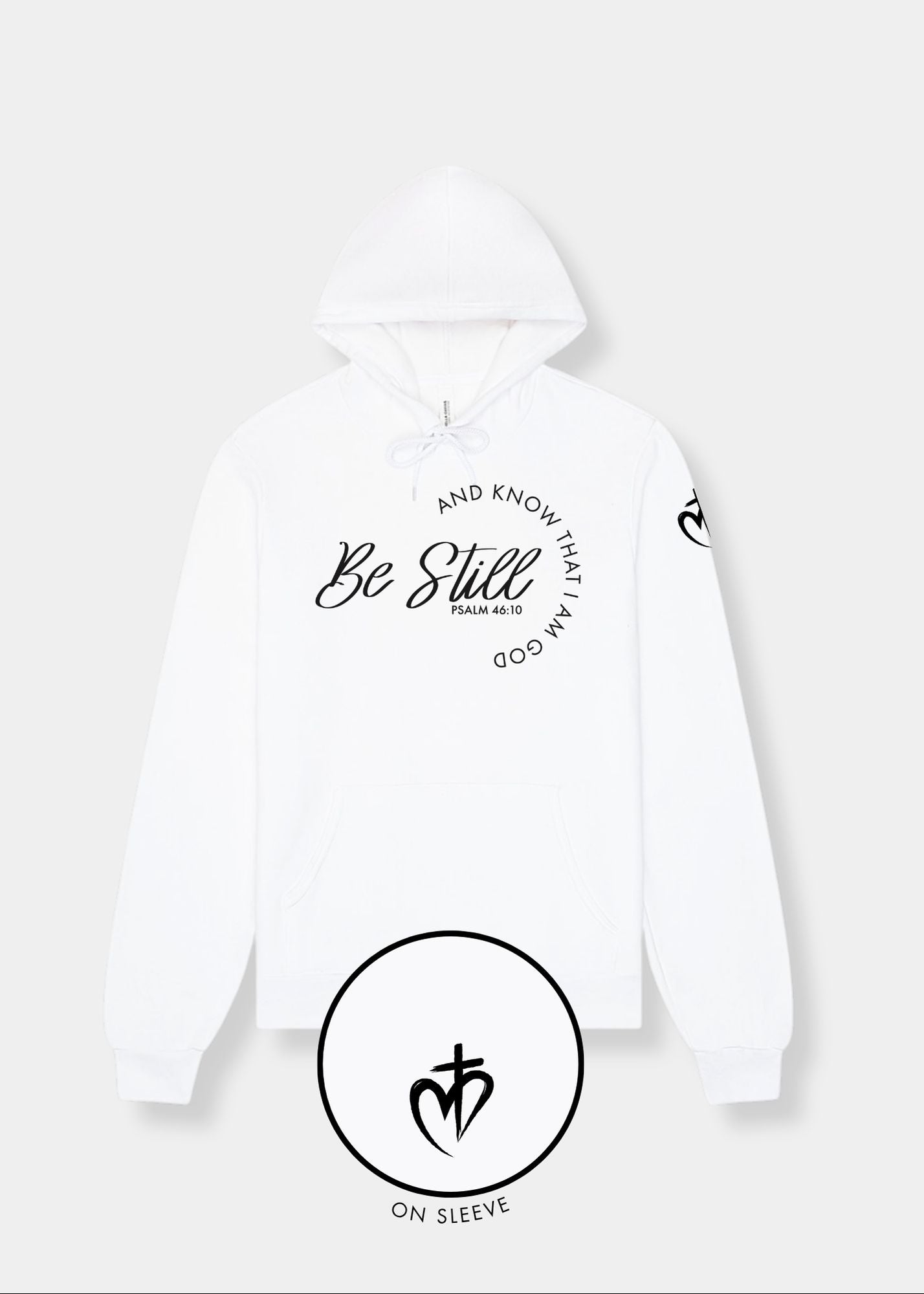 Sponge Fleece Pullover Hoodie - White + Black Print