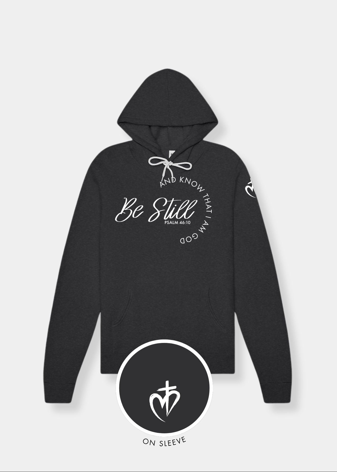 Sponge Fleece Pullover Hoodie - Dark Grey Heather + White Print