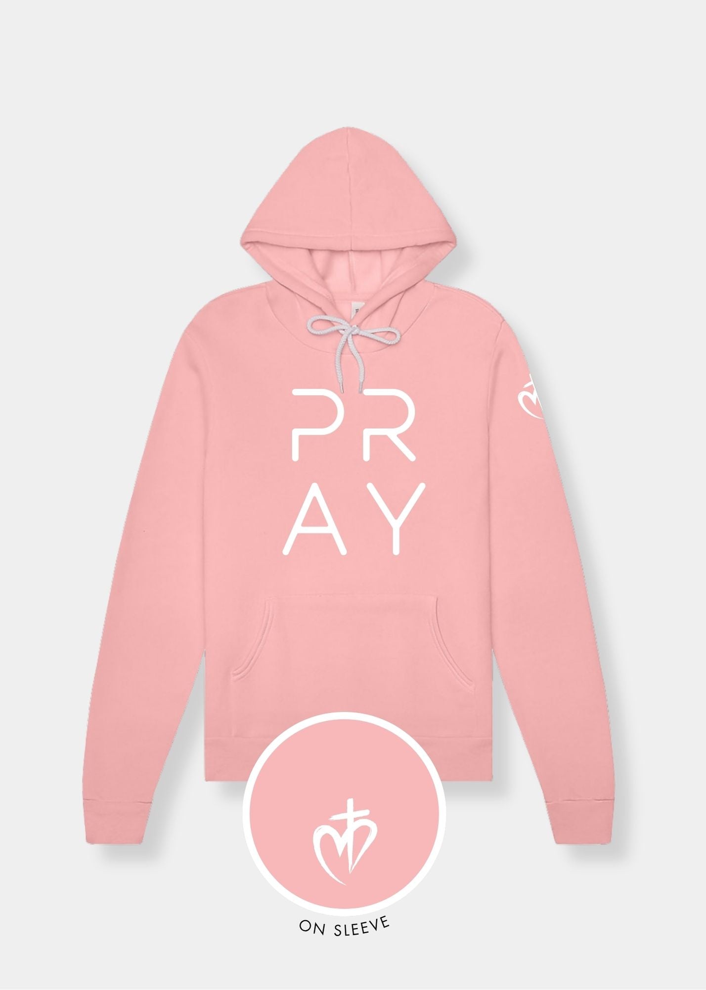 Sponge Fleece Pullover Hoodie - Pink + White Print