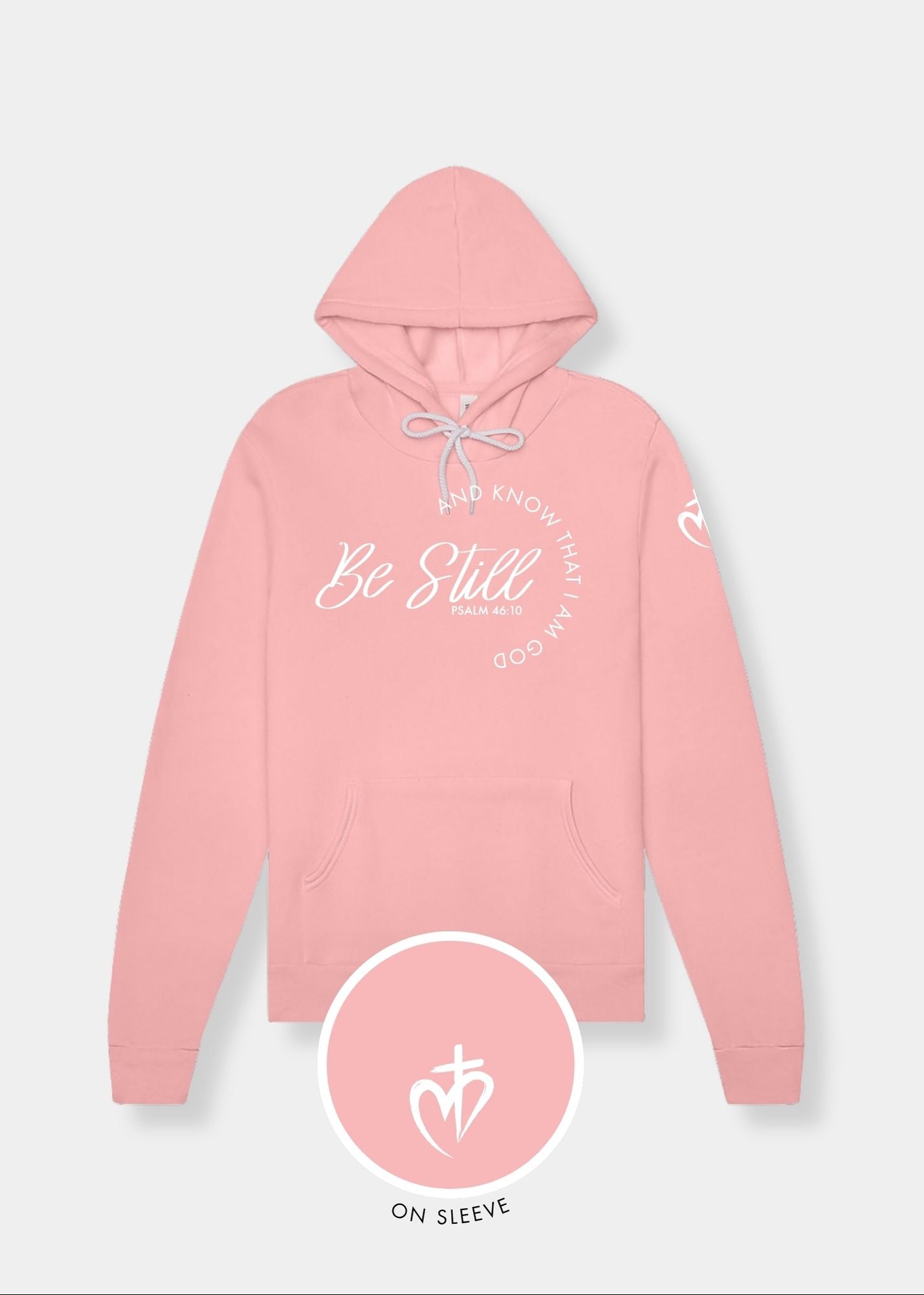 Sponge Fleece Pullover Hoodie - Pink + White Print