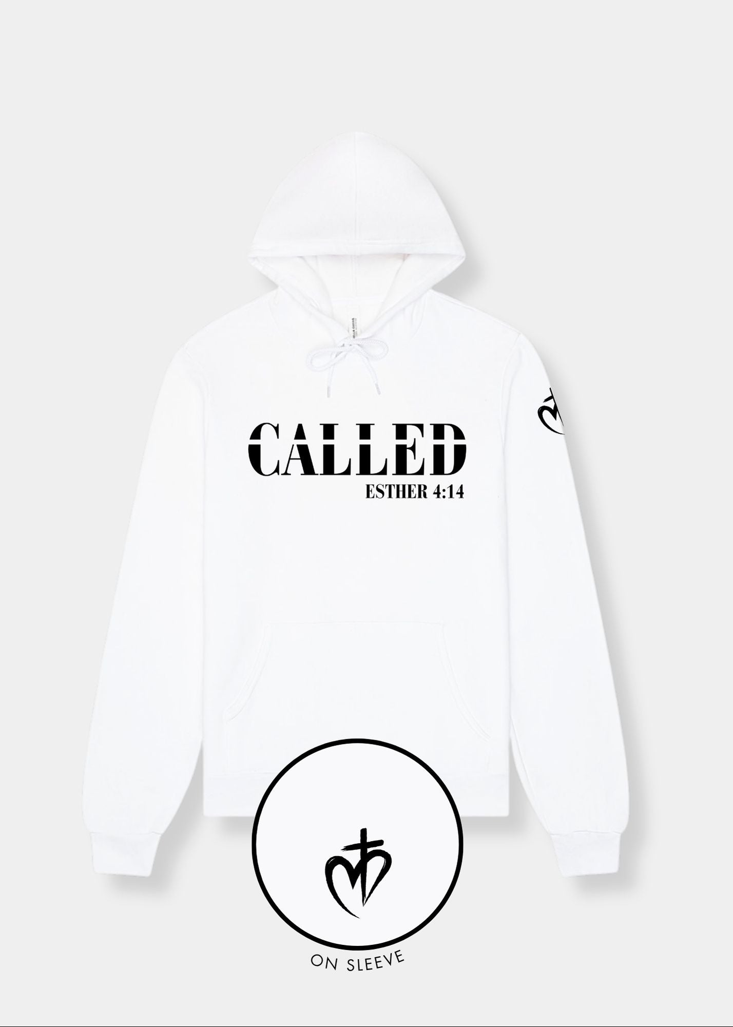 Sponge Fleece Pullover Hoodie - White + Black Print